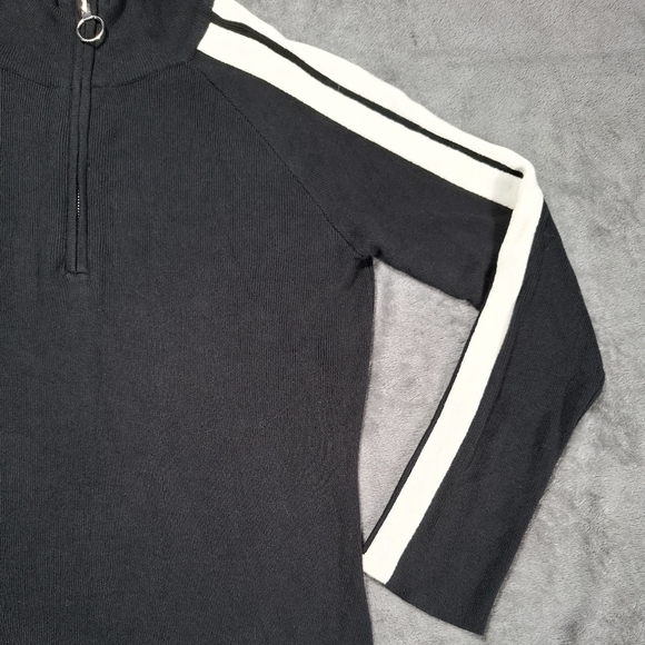 Moth Anthropologie Women's Medium Black Long Sleeves Sweater 1/4 Zip Mock Neck - Picture 4 of 10